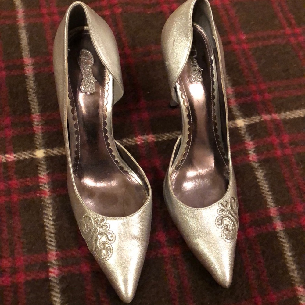 Silver sparkly heels